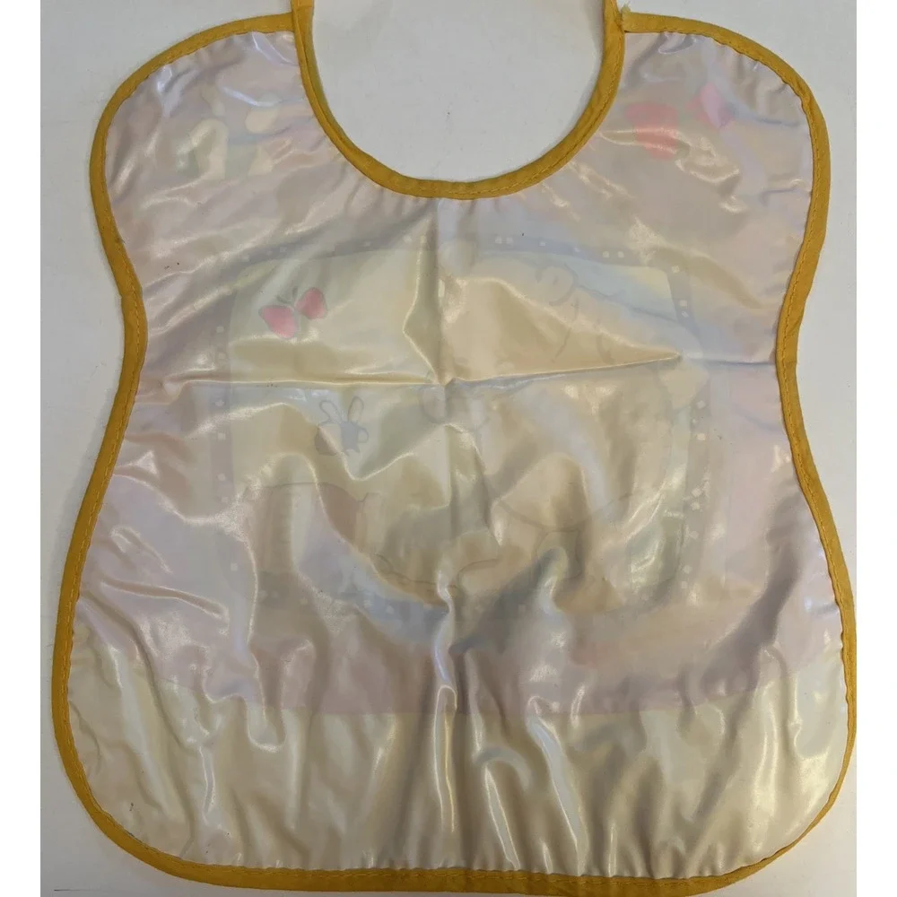 Vintage Disney Winnie the Pooh Vinyl Baby Bib Hunny Quote Wipe Clean Tie Neck